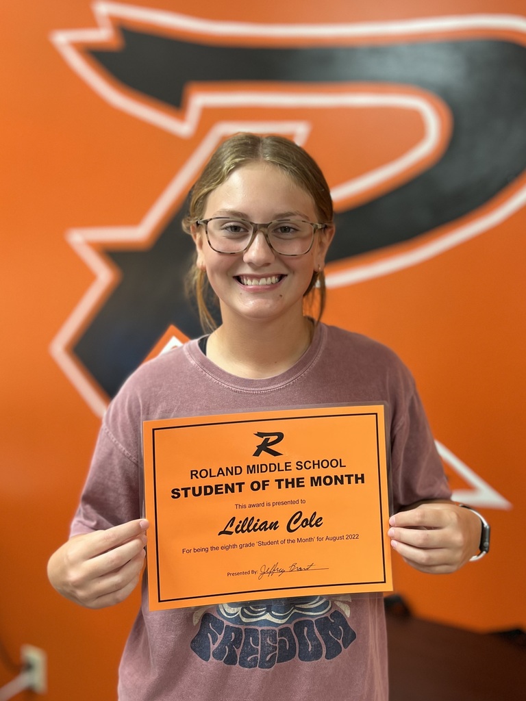 Lily Cole 8th grade student of the month