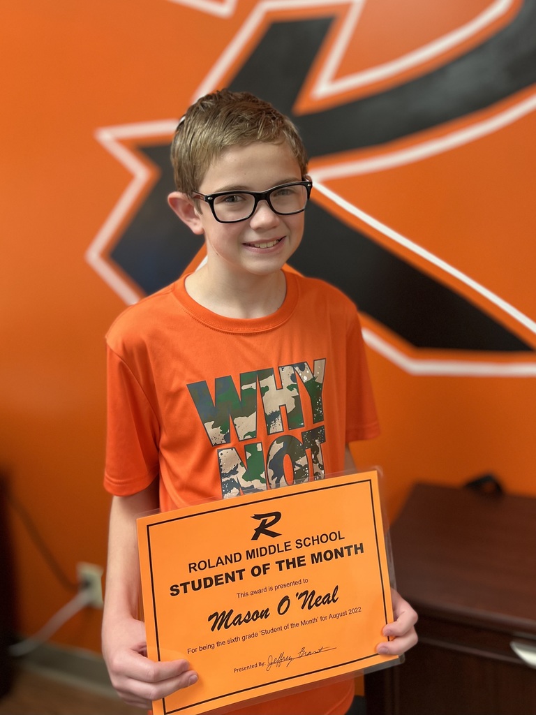 Mason O'Neal 6th grade student of the month.