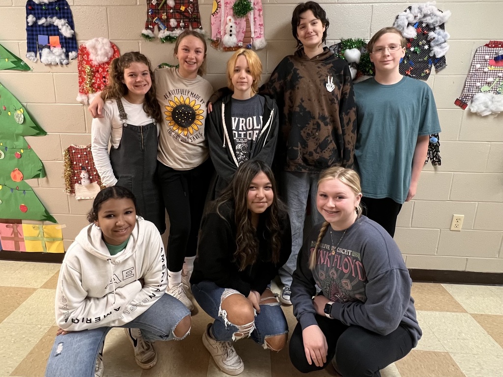 Part of the students who helped create the sweaters for Mrs. Sutterfield's Science Lab  classes.